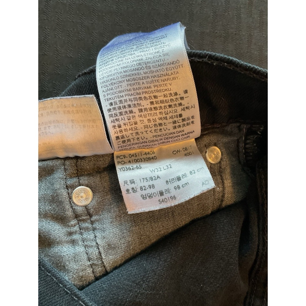 Levi's 511 Men's 32x32 (measured 32x31) Slim Fit Casual Black Denim Adult Preppy - Picture 7 of 9
